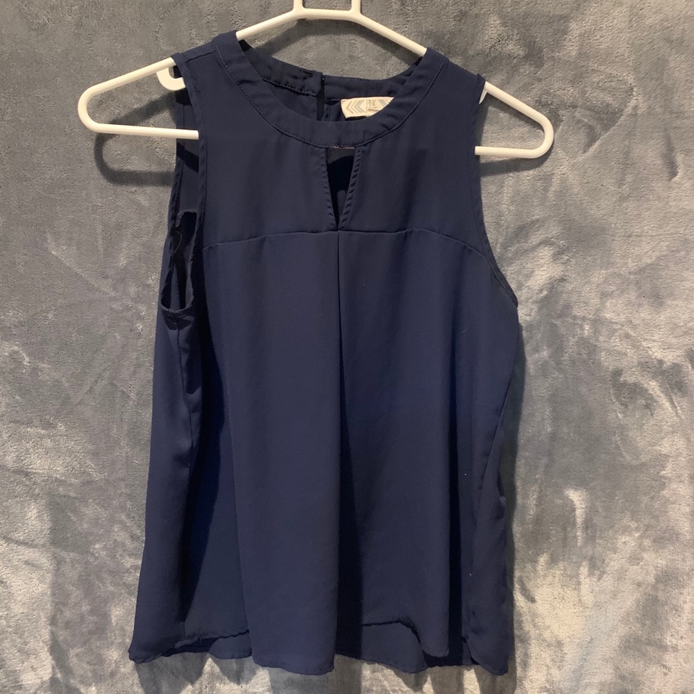 Navy Blue Flowy Tank Blouse
